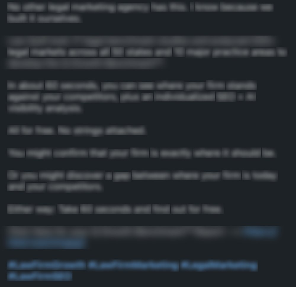 The original LinkedIn post copy, blurred.